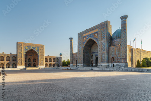 The Tilya-Kori Madrasah and the Sher-Dor Madrasah in Samarkand © efired