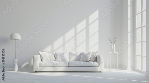 Stunning 3D White Interiors: An Immaculate and Spacious Setting Perfect for Any Home or Office photo