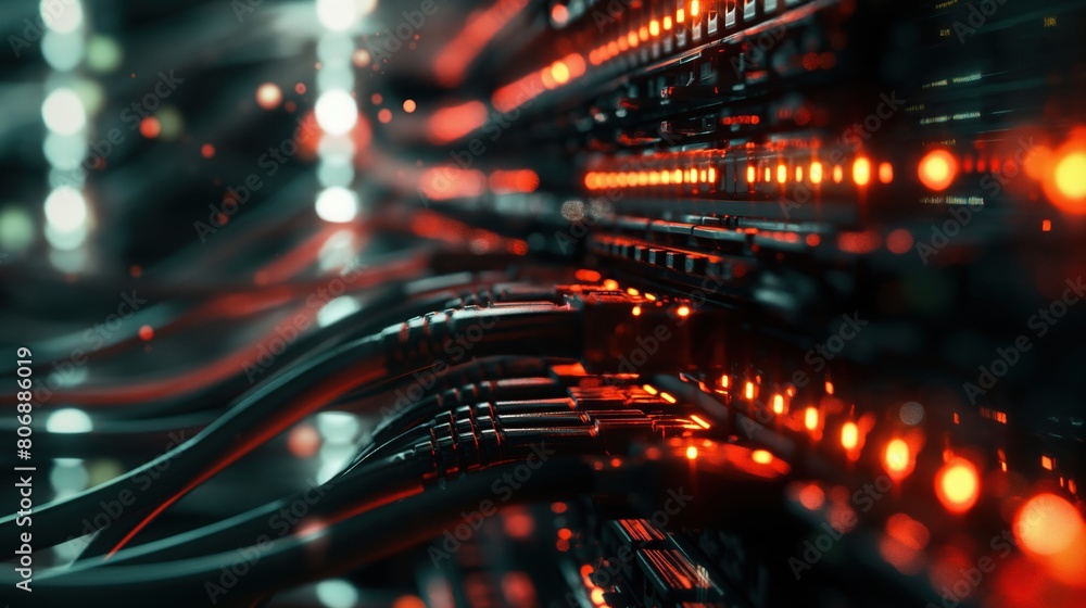 Obraz premium Red Rack in Data Center