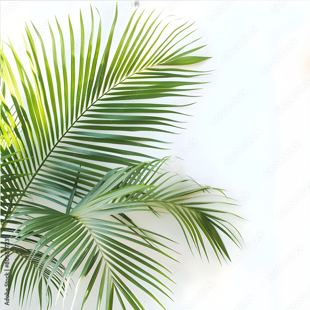 Obraz premium palm tree leaves on white background Generative Ai
