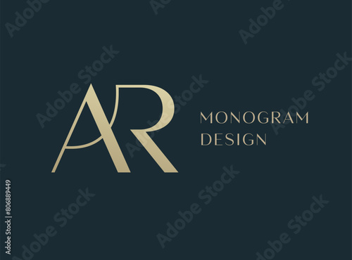 AR letter logo icon design. Classic style luxury initials monogram.