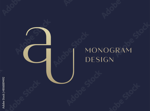 AU letter logo icon design. Classic style luxury initials monogram.