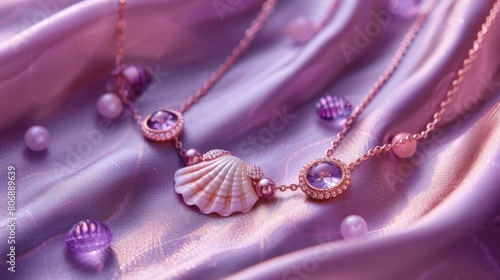 Elegant necklace with seashell pendant and pearls
 photo