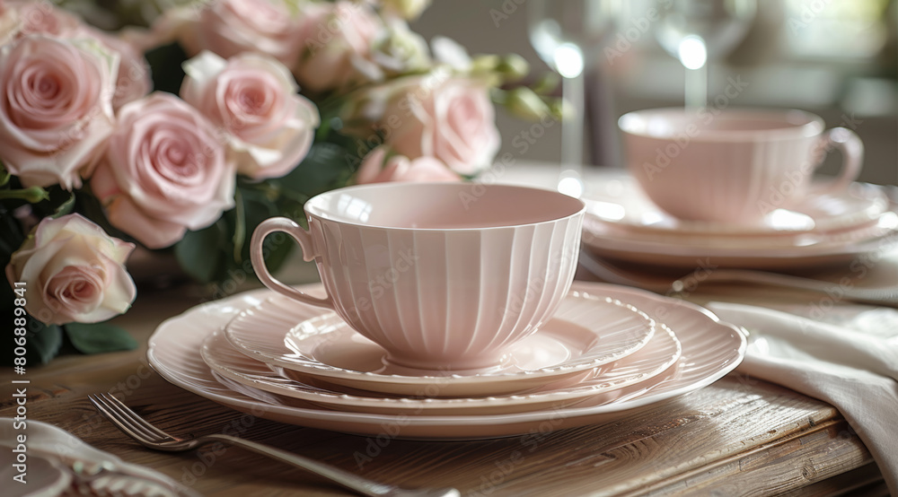 pink table setting with flowers pink table setting with flowers