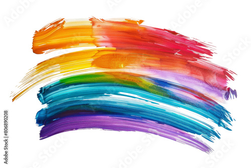 Brushstroke Stroke in Rainbow On Transparent Background.