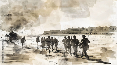Salut à la Liberté: Commémoration des Célébrations de D-Day en Normandie en Juin 1944, un Hommage aux Héros Alliés photo