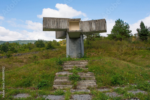 Yugoslav-era WW2 partisan memorial in Bransko in Bosanski Petrovac municipality of Una-Sana Canton, Federation of Bosnia and Herzegovina. Monument to the Fallen Fighters of National Liberation war