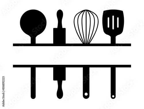 Kitchen utensils silhouette vector art