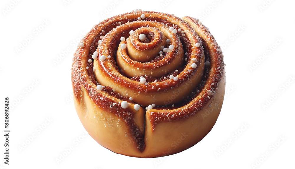 Fototapeta premium Sweet tasty bun isolated on white . swedish bun 