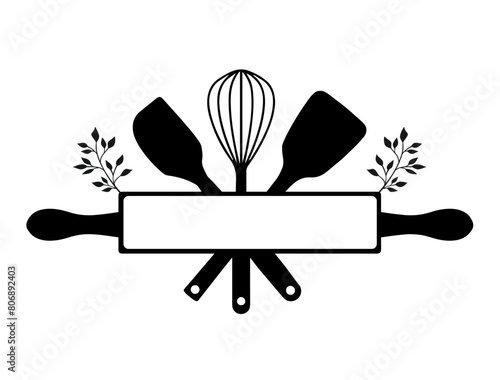 Kitchen utensils silhouette vector art