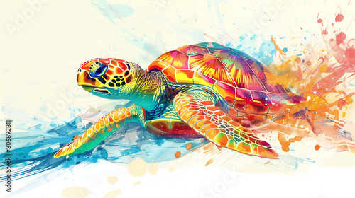 Swift Turtle: A Thought-Provoking Metaphorical Illustration of Overcoming Limitations and Pushing Boundaries photo
