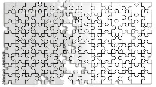 White Puzzle Pieces Assembling Together, Concept of Problem Solving and Collaboration, Generative Ai