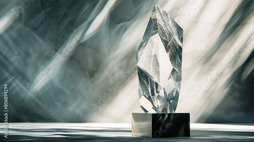 Sleek and Sophisticated: A Contemporary Crystal Award Trophy Glittering with Elegance and Recognition photo