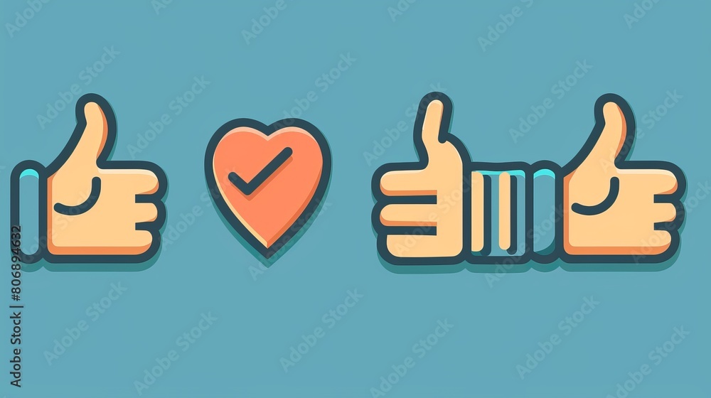 Line icons featuring a hand gesture for 'do not touch' and a thumbs up, editable in design Line icons featuring a hand gesture for 'do not touch' and a thumbs up, editable in design