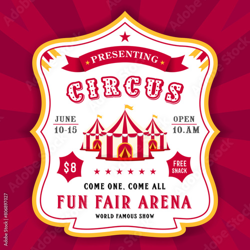 Retro circus poster, Circus invitation, Fun fair