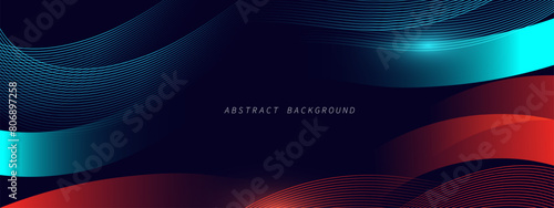 Abstract blue modern background with dynamic geometric shapes. photo