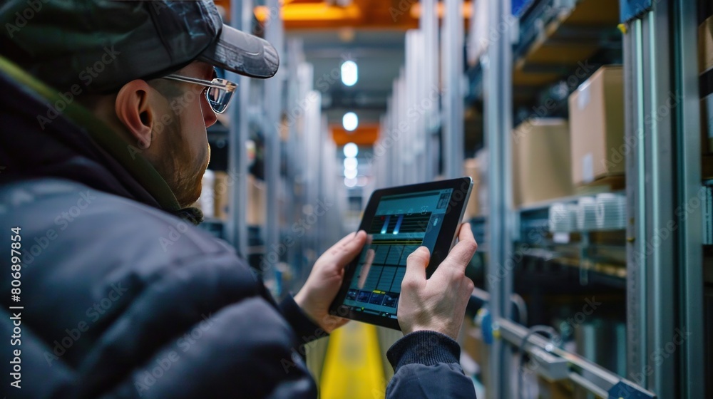 Programing PLC Control by tablet in a modern factory. Programing PLC Control by tablet in a modern factory.
