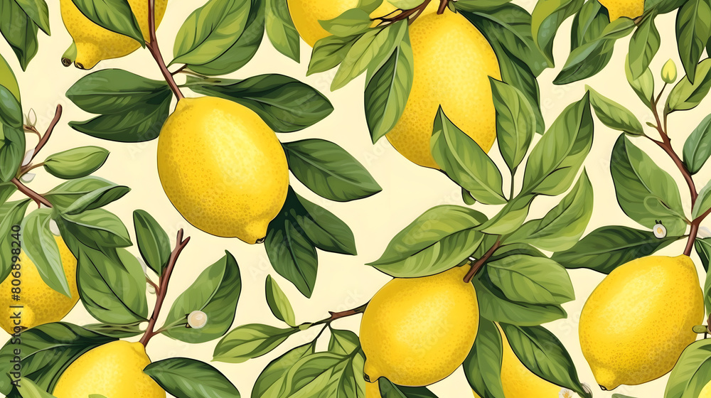 Digital yellow lemons patterns abstract graphic poster background