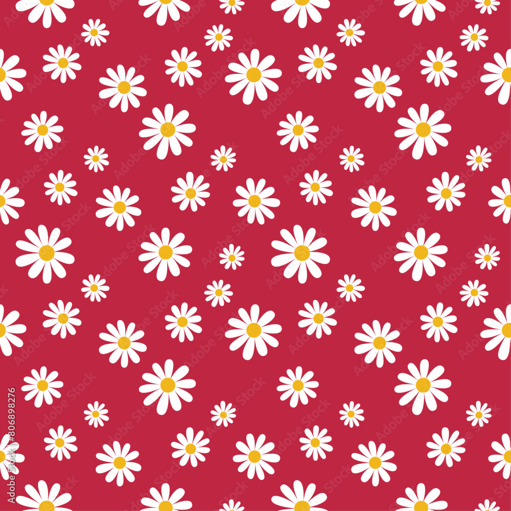 Daisy flower seamless on editable background illustration. Pretty floral pattern for print. Flat design vector. Spring and summer seamless. Flowers seamless design. Cute floral print. Daisy flower seamless on editable background illustration. Pretty floral pattern for print. Flat design vector. Spring and summer seamless. Flowers seamless design. Cute floral print.