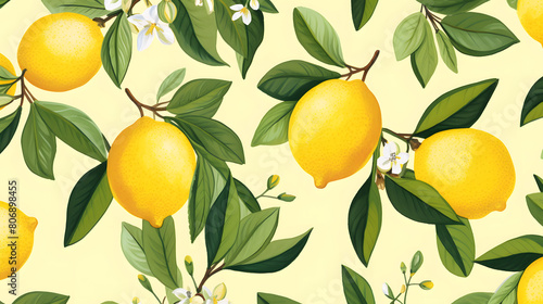 Digital yellow lemons patterns abstract graphic poster background © yonshan