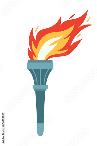 Vector burning flame torch icon isolated on white background. Sport flat style games victory symbol. Winner abstract sign.