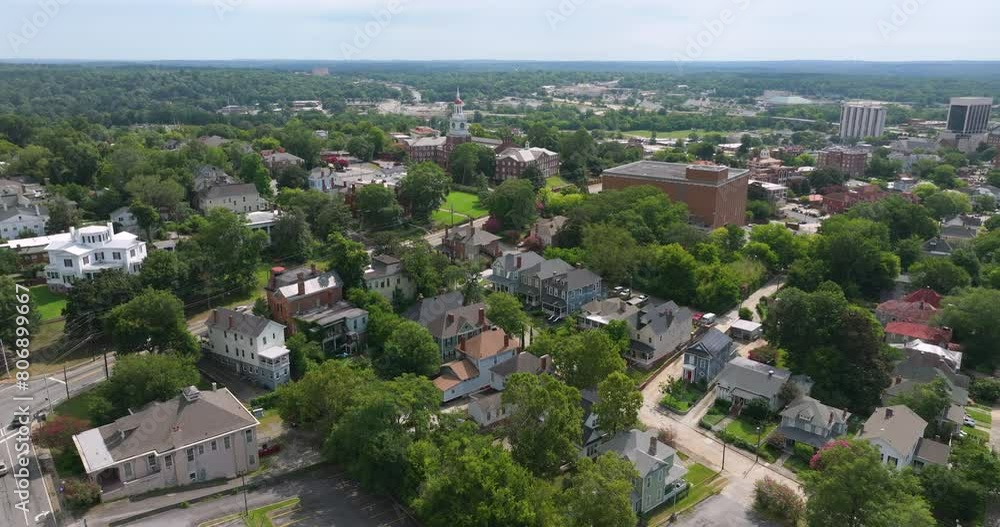 Old historic city architecture in Southern USA. View from above of streets of Macon, Georgia Old historic city architecture in Southern USA. View from above of streets of Macon, Georgia
