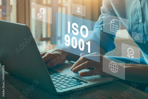 ISO 9001 standard for quality control management, ISO concept photo