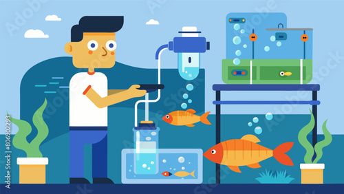 The systems advanced water testing capabilities can identify and address potential issues before they become a problem keeping your fish tank in. Vector illustration
