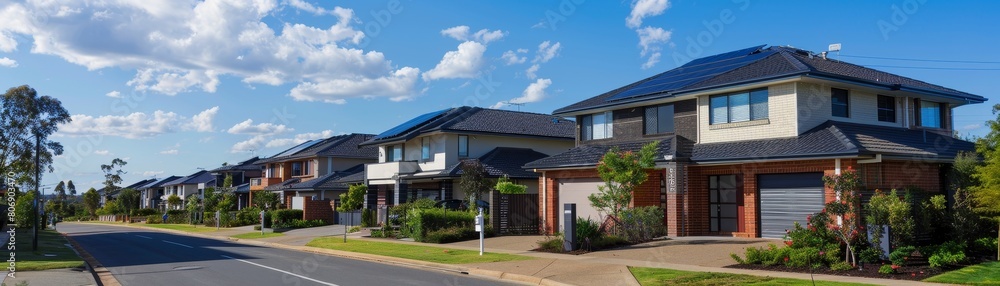 Suburban homes with solar panels showcasing impact of government incentives