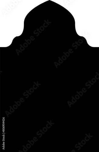 Arabic shapes, windows and arches. Traditional ornamental banner, frame. Muslim holidays, Ramadan Kareem. Modern eastern architecture. Vector illustration.