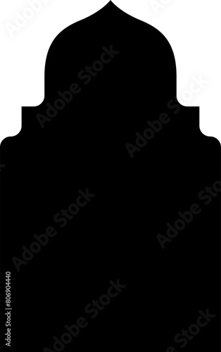 Arabic shapes, windows and arches. Traditional ornamental banner, frame. Muslim holidays, Ramadan Kareem. Modern eastern architecture. Vector illustration.