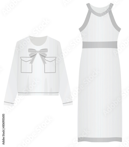 Bolero and dress. vector illustration