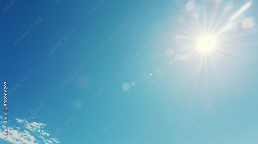 Clear Blue Sky with Sun and Lens Flares Clear Blue Sky with Sun and Lens Flares