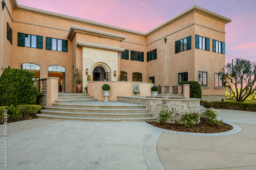Exterior shot of the Luxury Mansion Southern California.