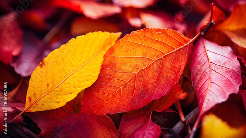 Autumn colorful fallen leaves background