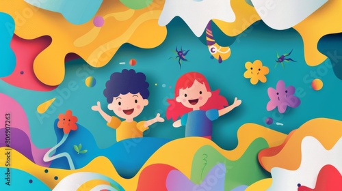 International Children's Day Background, Cute and Colorful Abstract Design © Flowstudio