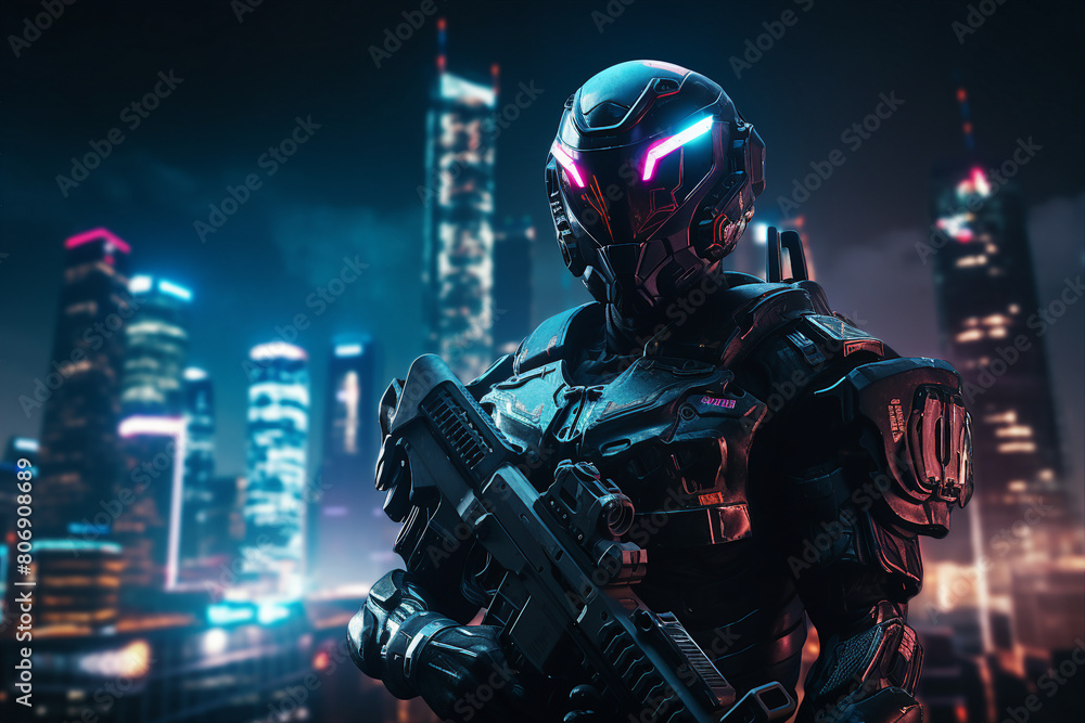 Portrait of a sci-fi cyberpunk person futuristic man from the future cyberpunk Generative AI Portrait of a sci-fi cyberpunk person futuristic man from the future cyberpunk Generative AI