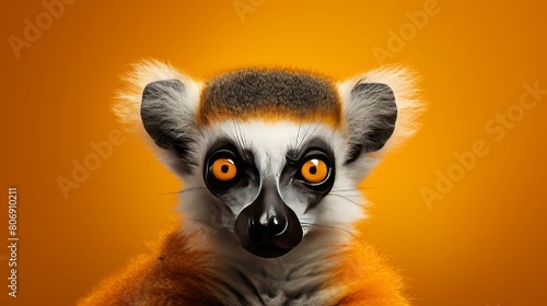 Close up of a small animal with vibrant orange eyes