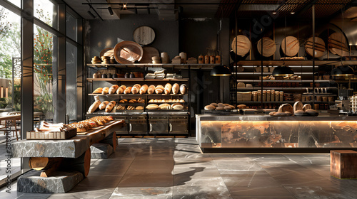Artisanal Temptations: Modern Bakery with Open Kitchen and Stone Ovens photo