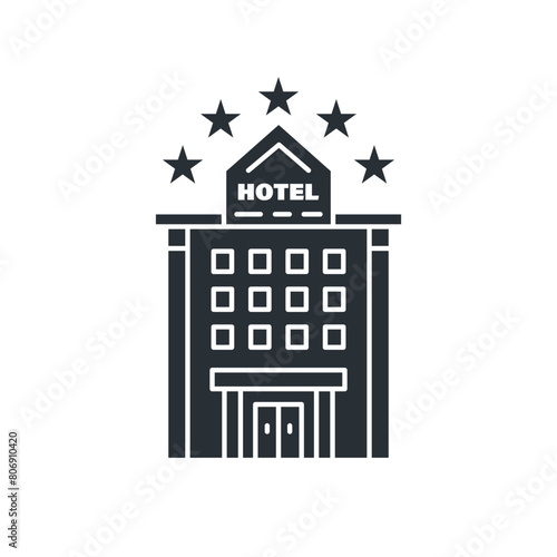 Hotel flat icon. Building and architecture. Isolated vector illustration