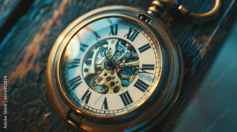 Time Contrast Concept: Vintage Pocket Watch vs. Modern Digital Clock