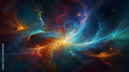 Fractal Pattern with Starburst A Bright Explosion of Blue Light and Energy  Galaxy Glow Digital Illustration with Blue Fractal Patterns and Light Motion  Laser Burst A Flash of Light with Fractal Star