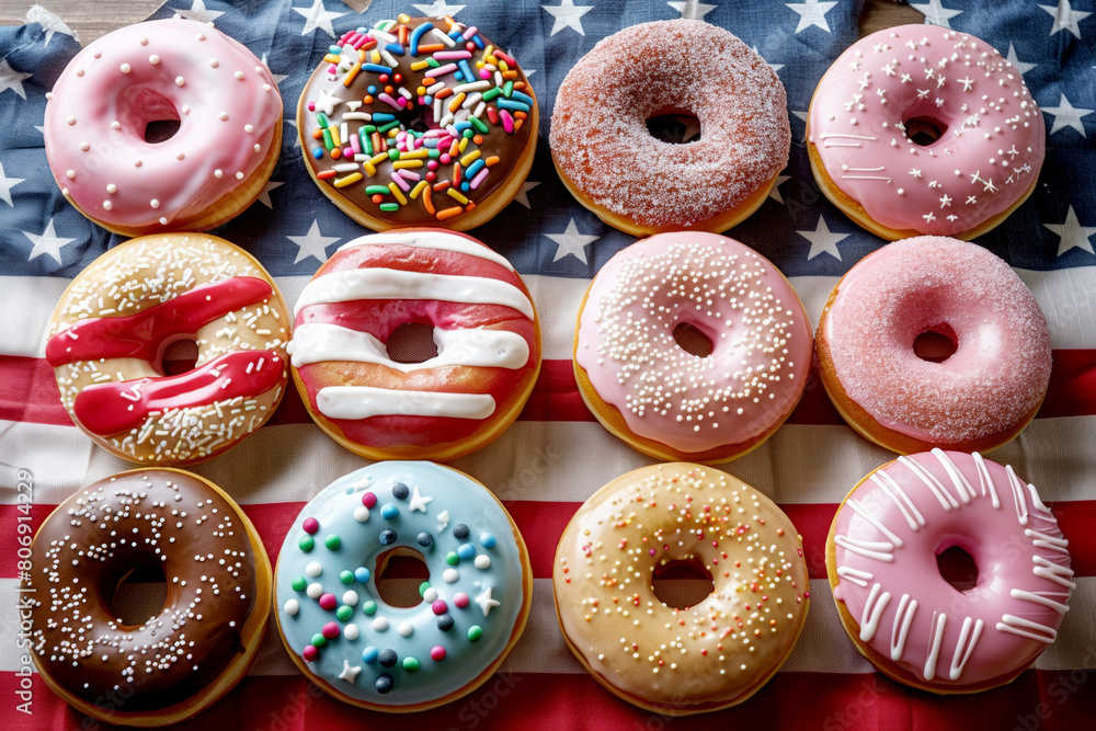 Assorted Doughnuts on Table. Generative AI Assorted Doughnuts on Table. Generative AI