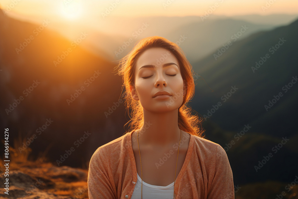 Relaxed yoga person enjoying morning meditation relaxation moment Generative AI image nature training Relaxed yoga person enjoying morning meditation relaxation moment Generative AI image nature training