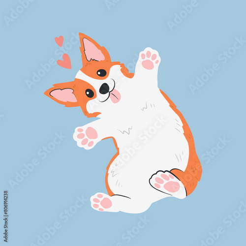 A cute corgi dog cartoon vector icon illustration. Suitable for banner, card, sticker, social media post, and poster. International Corgi Day.