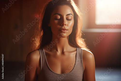 Wallpaper Mural Relaxed yoga person enjoying morning meditation relaxation moment Generative AI image nature training Torontodigital.ca