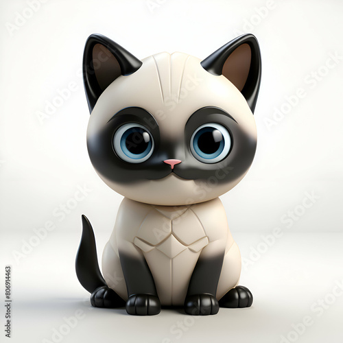 3d rendered illustration of a cute cat character on white background.
