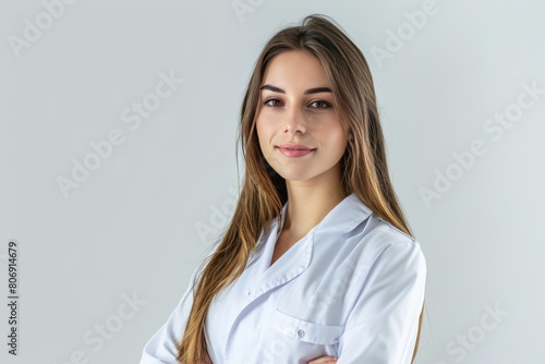 Young pretty woman  Physical Therapist photo on white isolated background