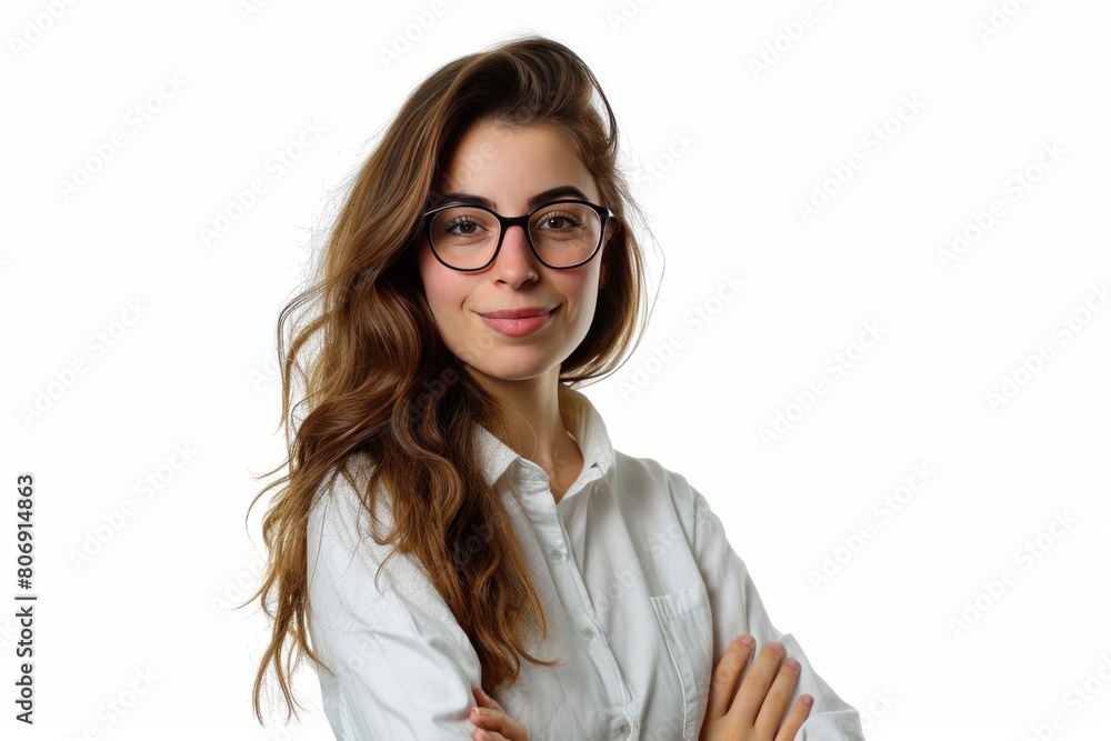 Young pretty woman, Project Manager photo on white isolated background