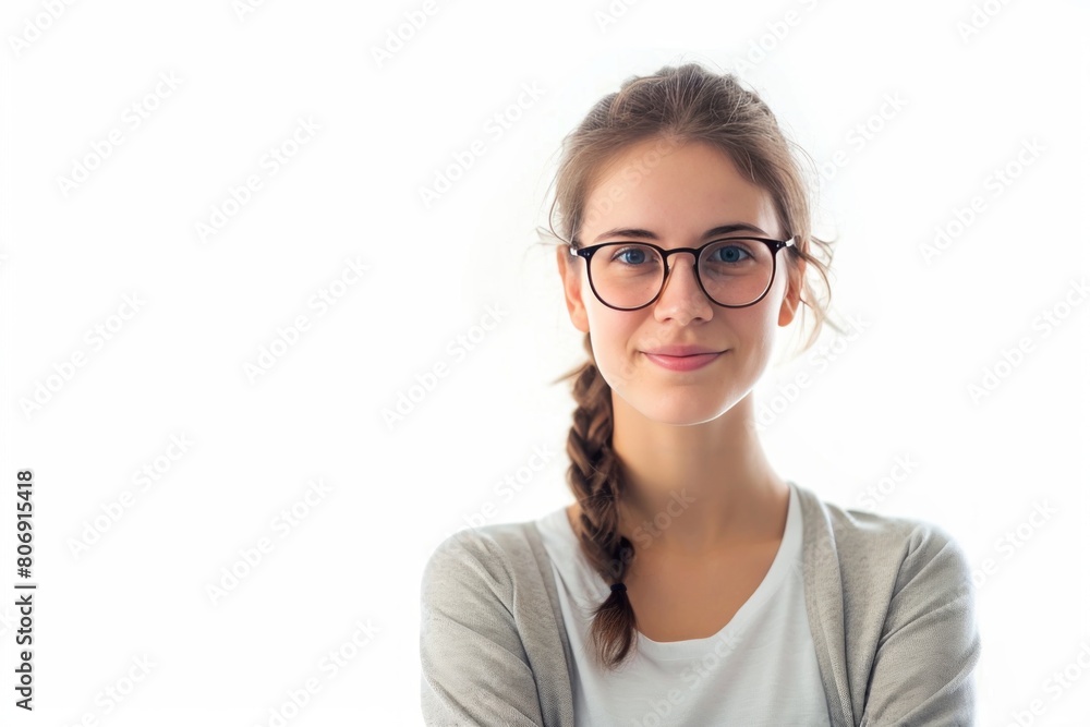 Young pretty woman, Social Worker photo on white isolated background